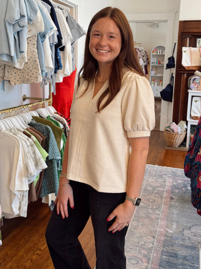 Tara Soft Suede Top - Cream