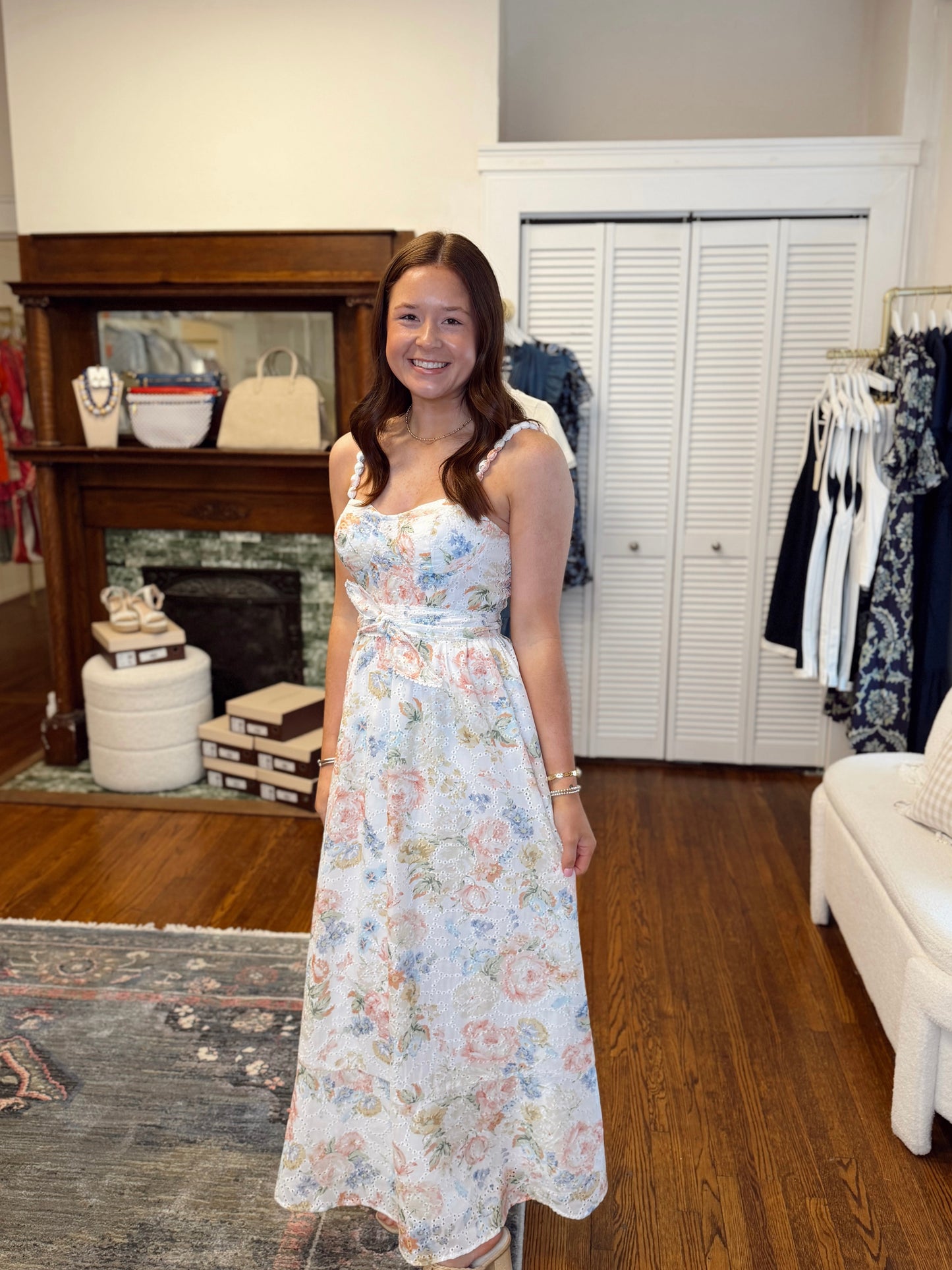 Brittney Braided Strap Floral Dress