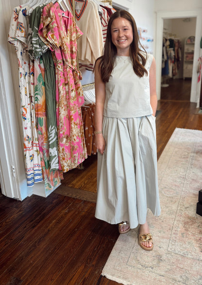 Dusty Mint Pleated Skirt Set