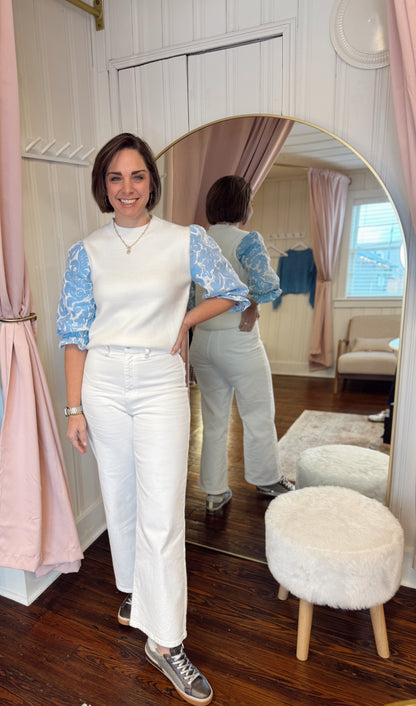 Light Blue Puff Sleeve Top