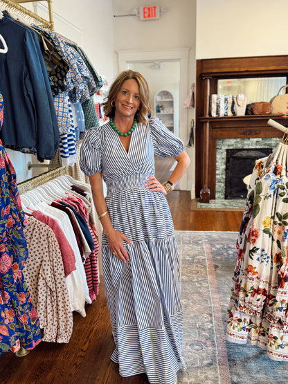 Tracey Blue Striped Maxi Dress