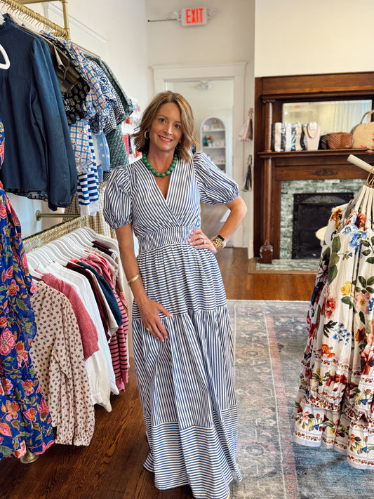 Tracey Blue Striped Maxi Dress