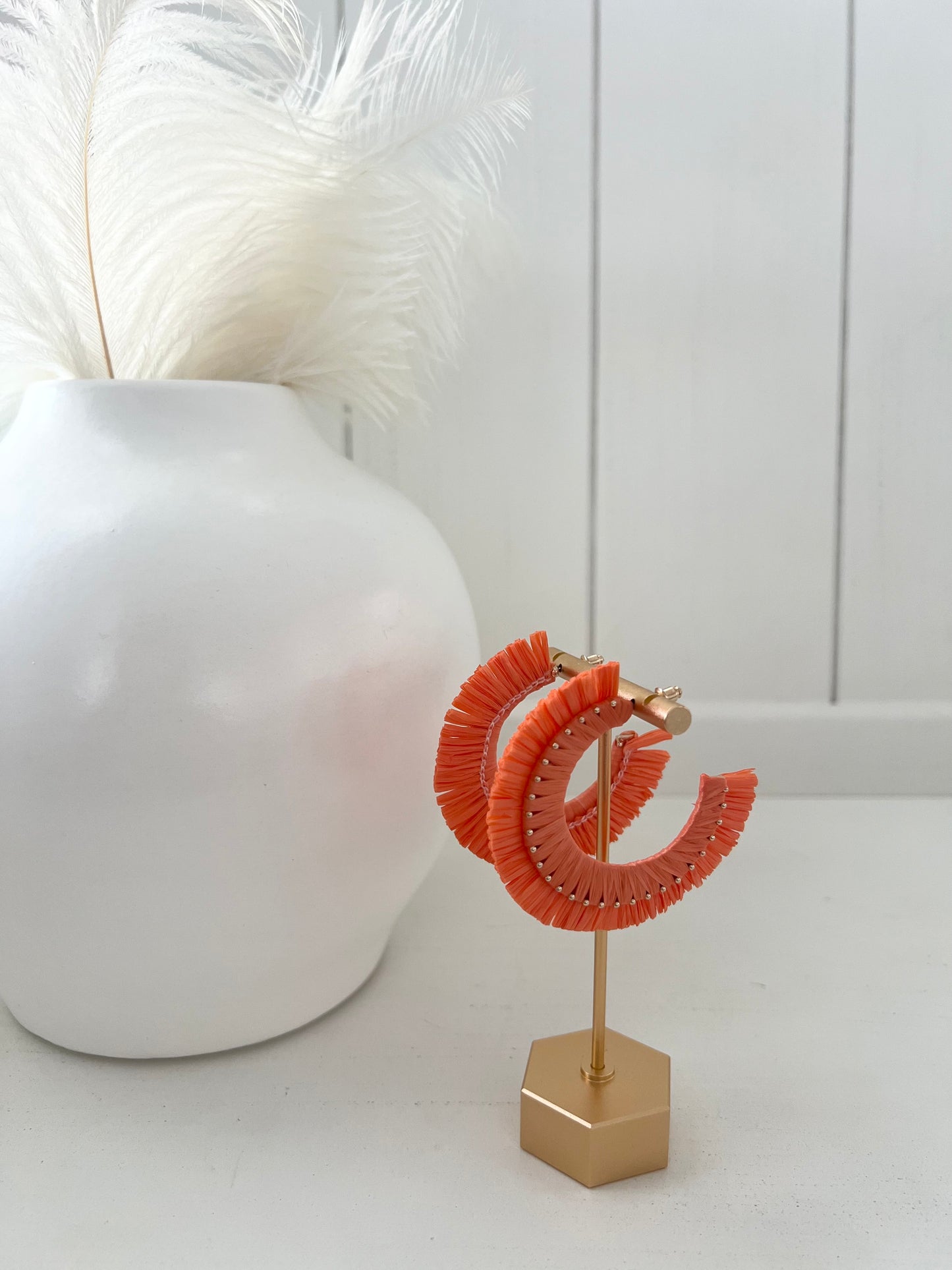 Orange Raffia Earrings