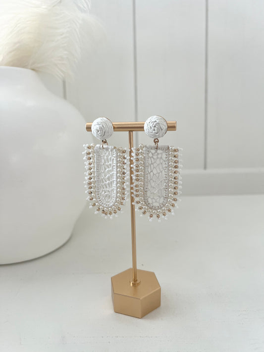 White Statement Earrings