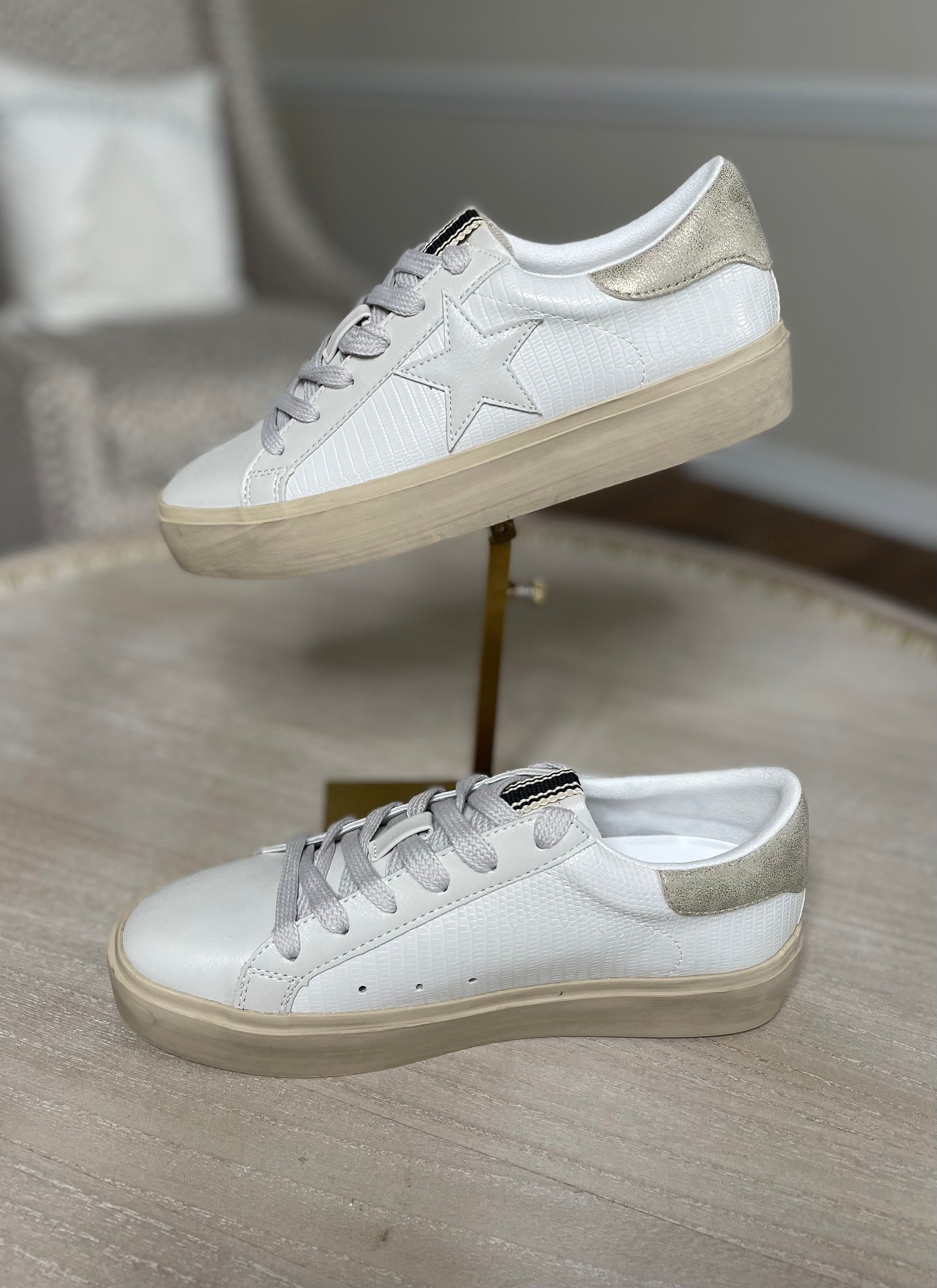 Reba Bone Platform Sneakers – the statement society