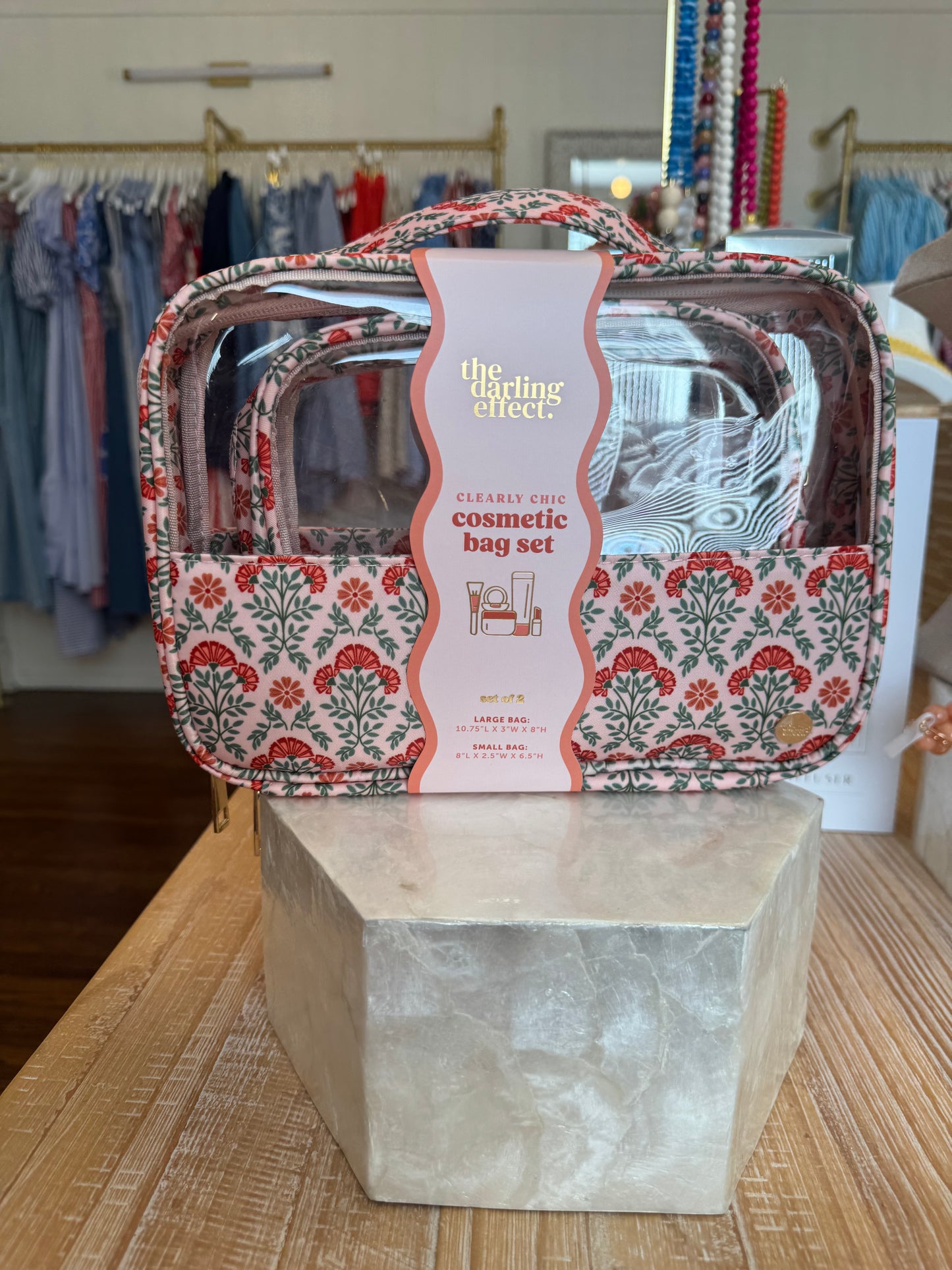 Everbloom Dusty Rose Clear Cosmetic Bag Set