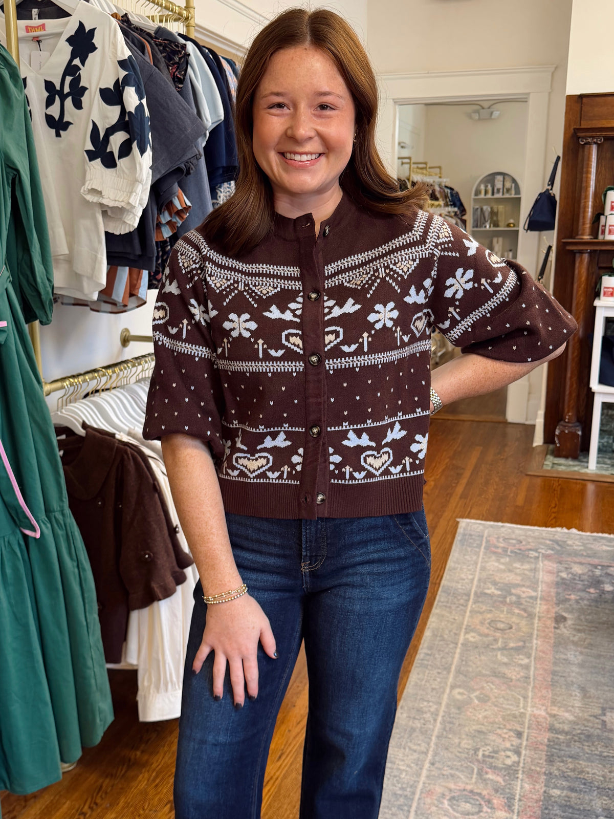 Tonya Pattern Button Down Sweater