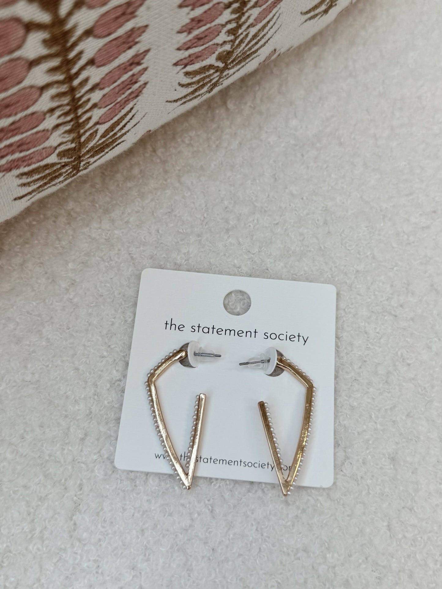 Pearl Triangle Hoop Earrings