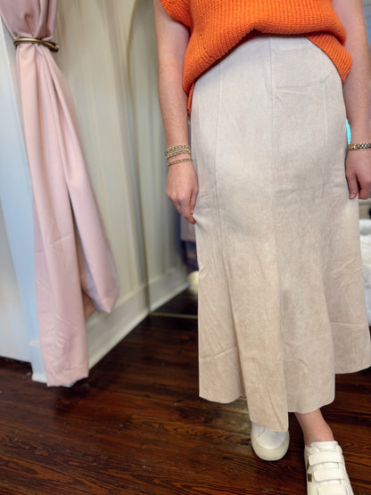 Suede Skirt-Tan