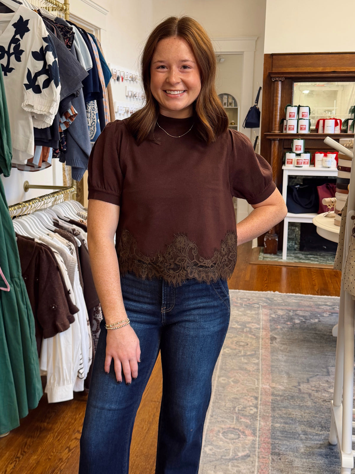 Riggins Lace Top - Brown