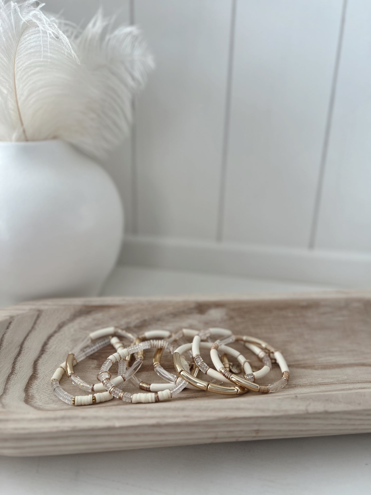 Ivory Acrylic Tube Bracelet