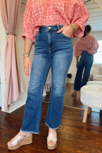 High Rise Crop Straight Leg Jeans