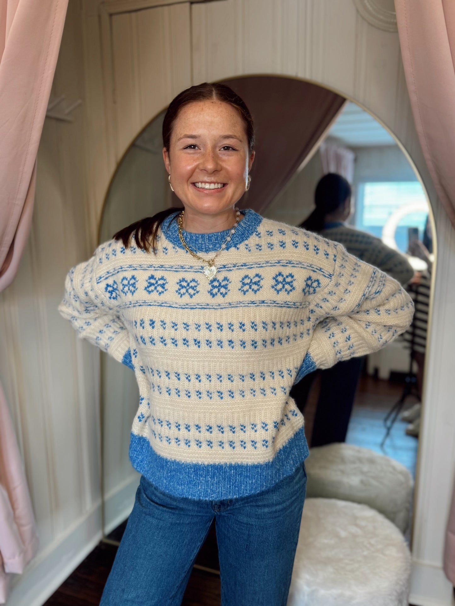 Paige Blue and Ivory Sweater