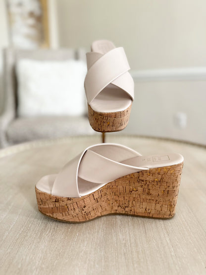 Metallic Beige Wedge Sandal