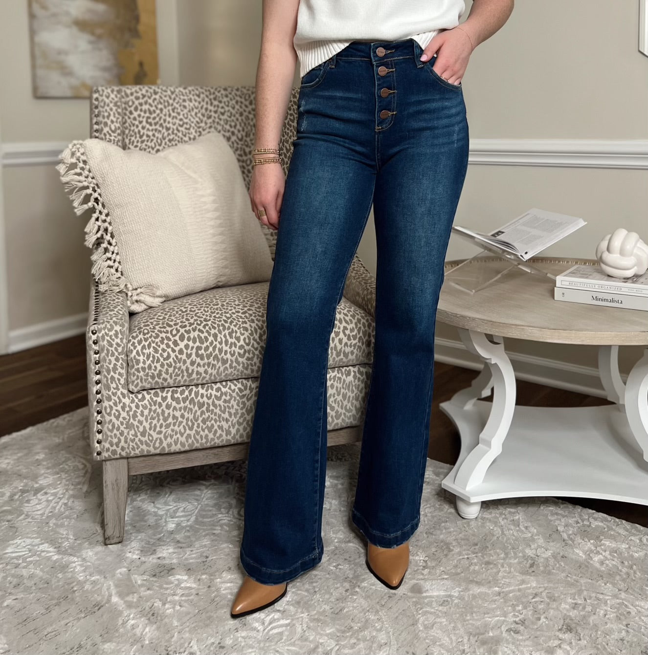 Claire Button Down Flare Jeans