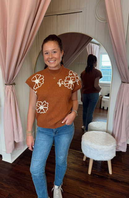 Brenda Camel Floral Sweater