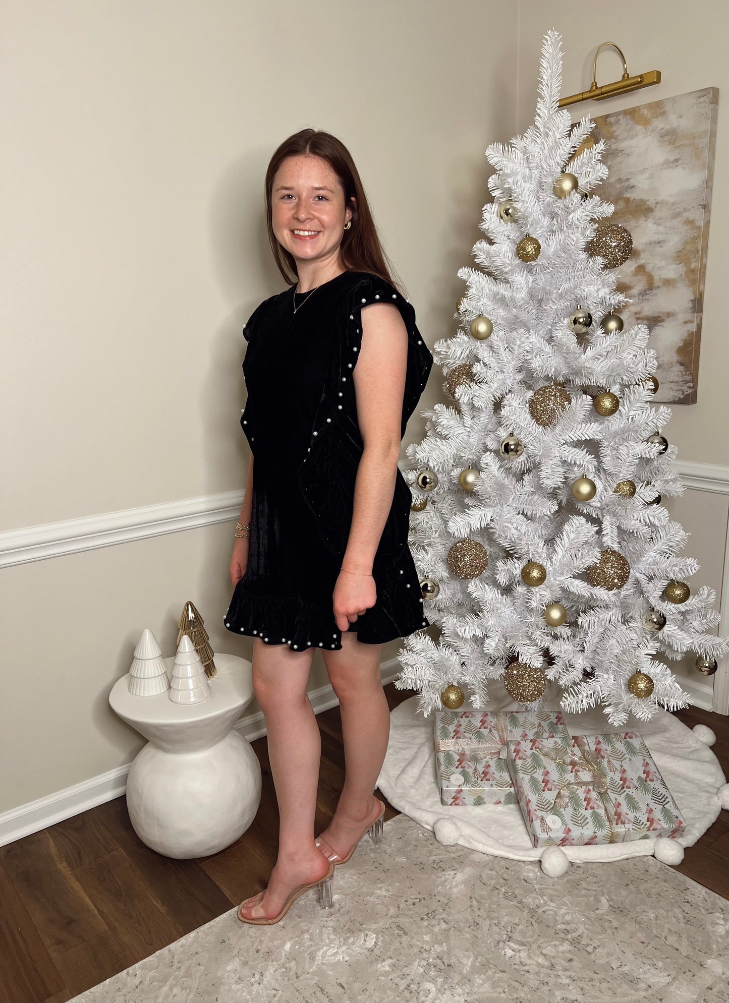 The Holiday Velvet Ruffle Dress