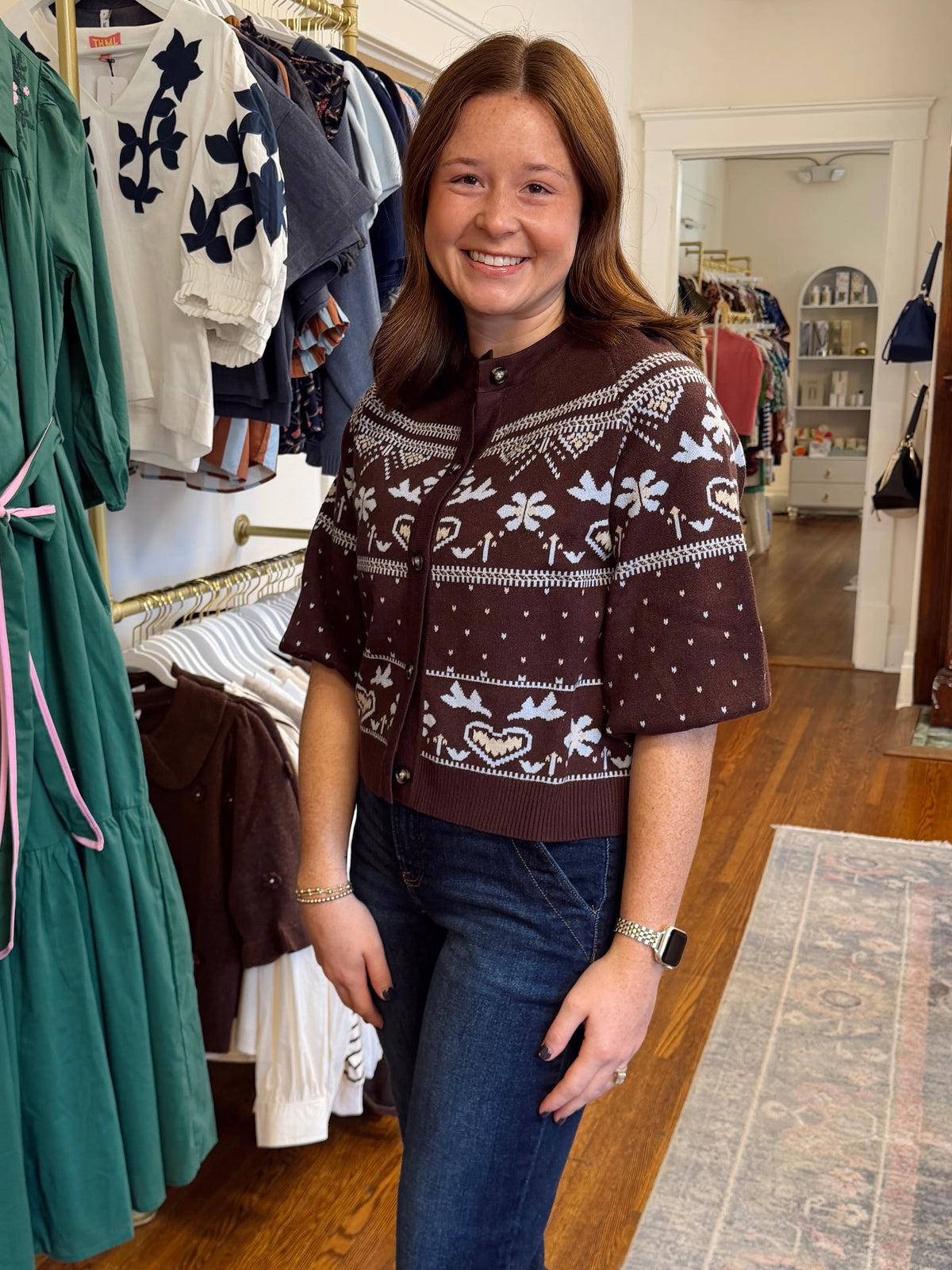 Tonya Pattern Button Down Sweater