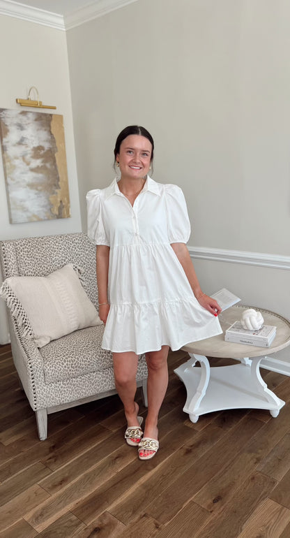 Frosted White Poplin Dress