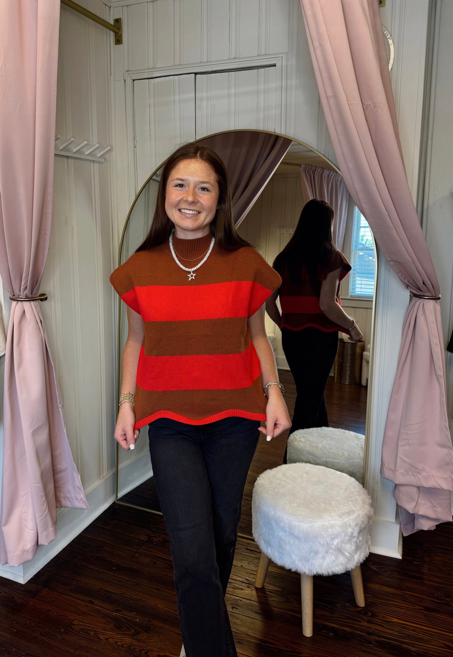 Scallop Striped Sweater