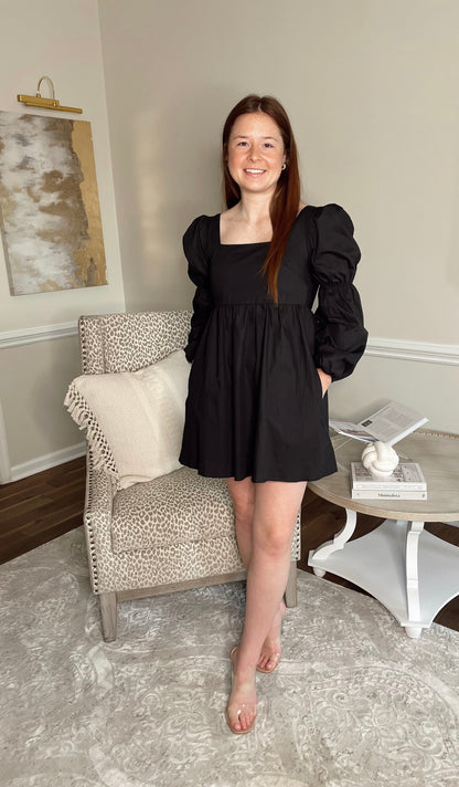 Serena Long Sleeve Black Dress