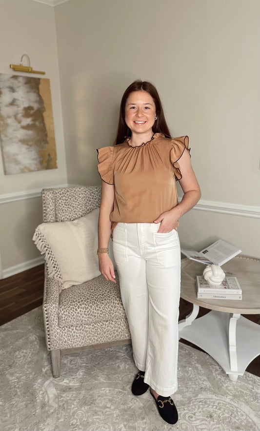 Marly Mocha Ruffle Top