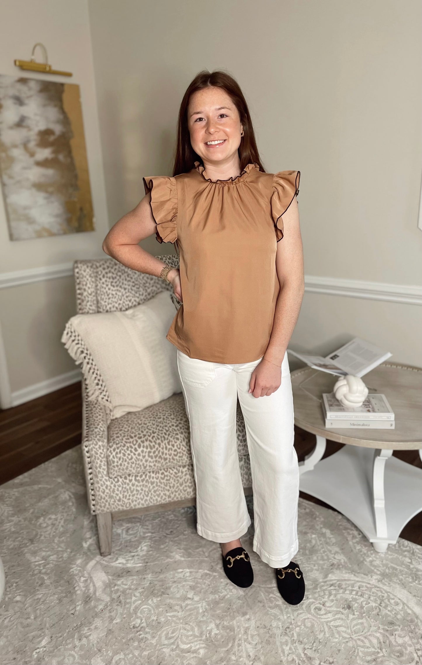 Marly Mocha Ruffle Top