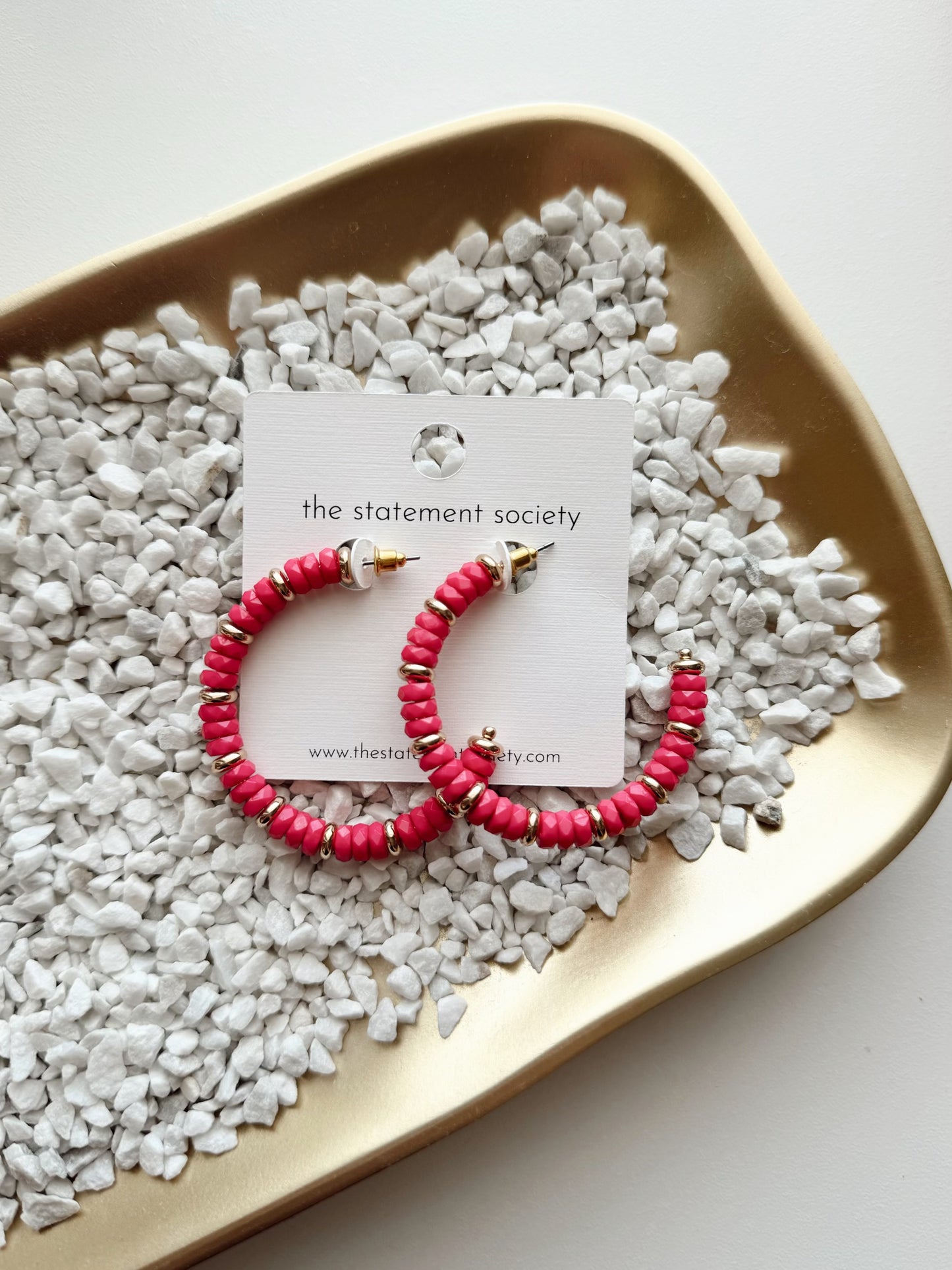 Pink Beaded Hoops