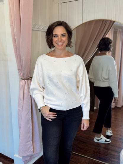 Cream Dolman Pearl Sweater