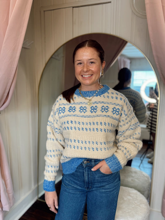 Paige Blue and Ivory Sweater