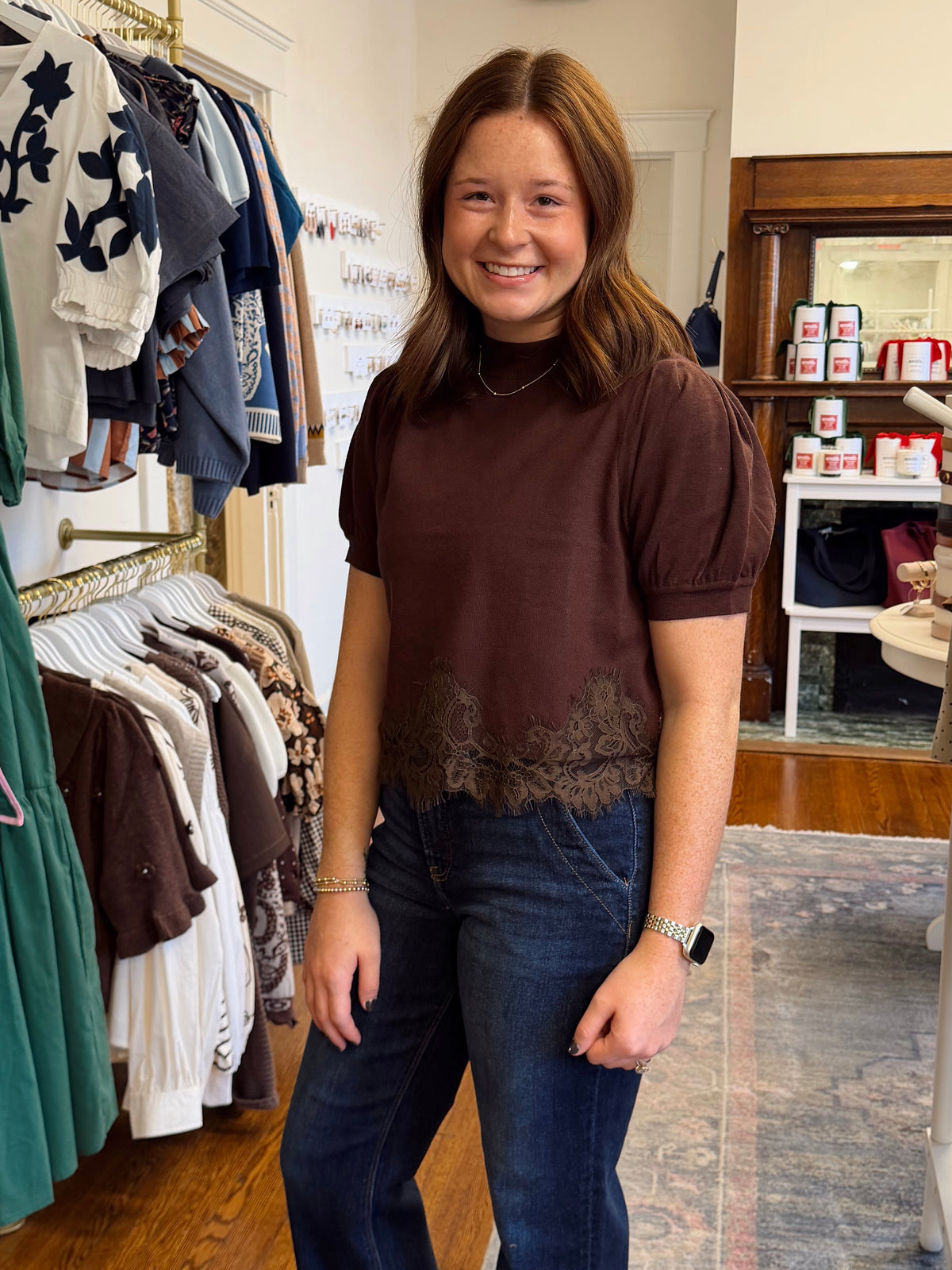 Riggins Lace Top - Brown