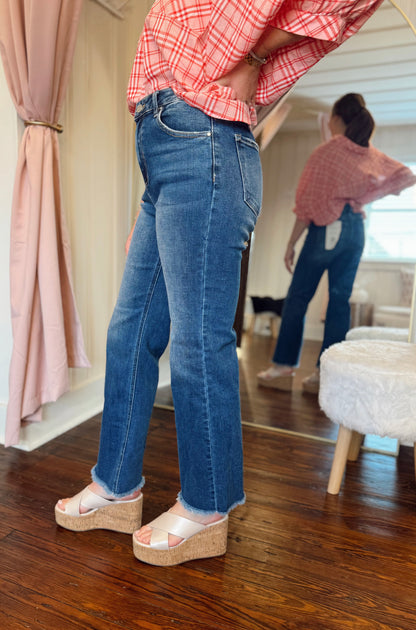 High Rise Crop Straight Leg Jeans