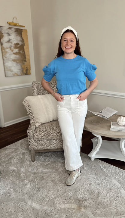 French Blue Puff Sleeve Top