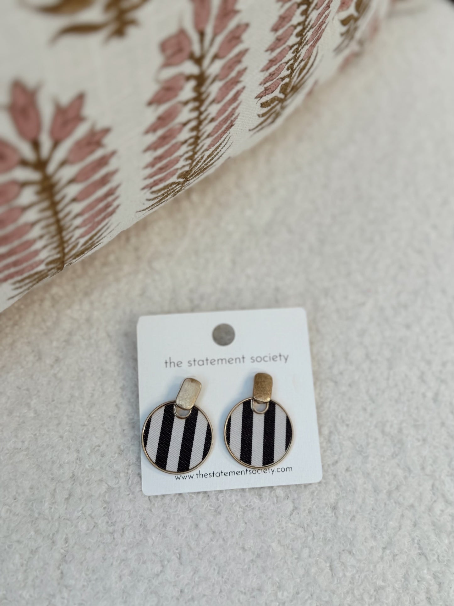 Cabana Striped Earrings-Black