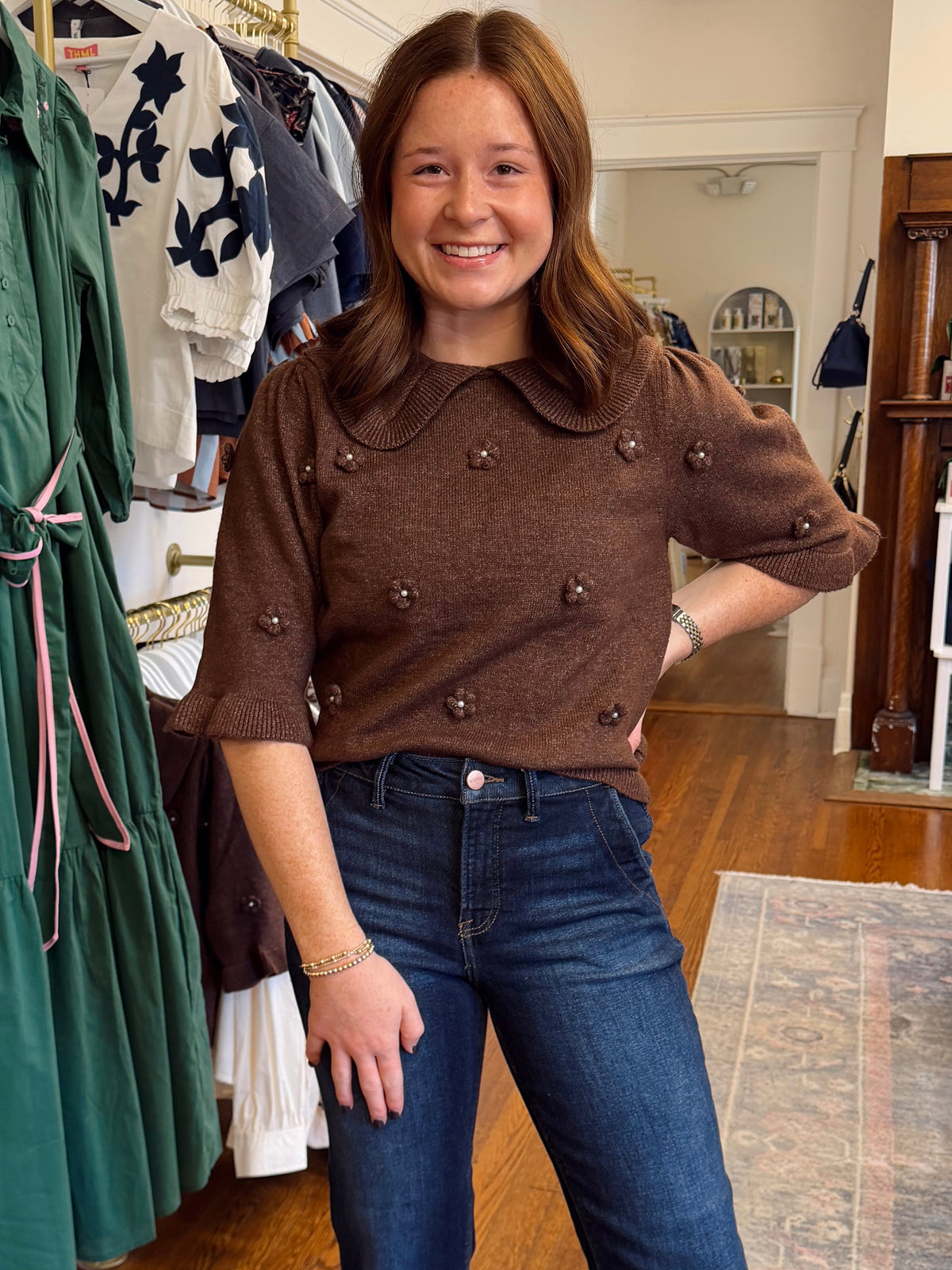 Hasting Brown Floral Cardigan