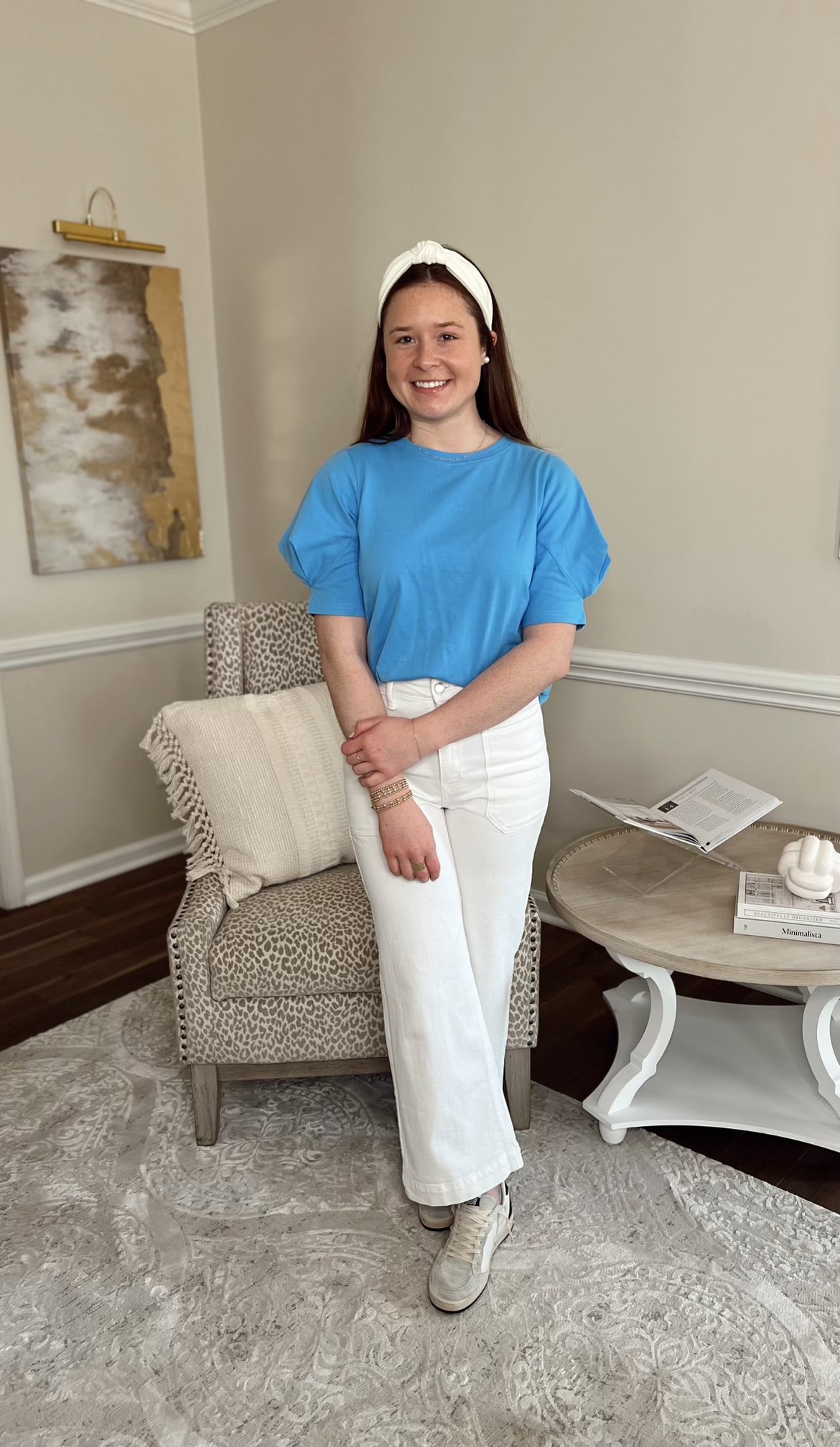 French Blue Puff Sleeve Top