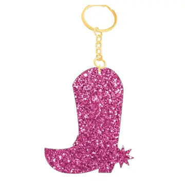 Pink Cowboy Boot Keychain