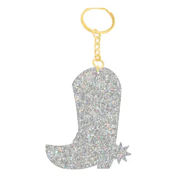 Silver Cowboy Boot Keychain